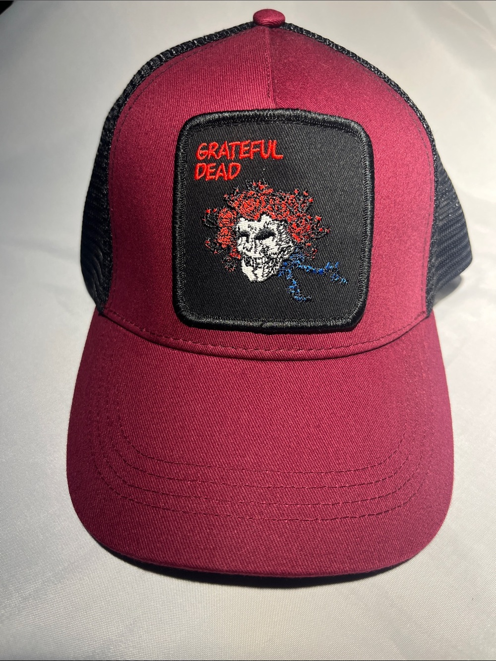 Grateful Dead Maroon & Black Logo Trucker Hat Unisex